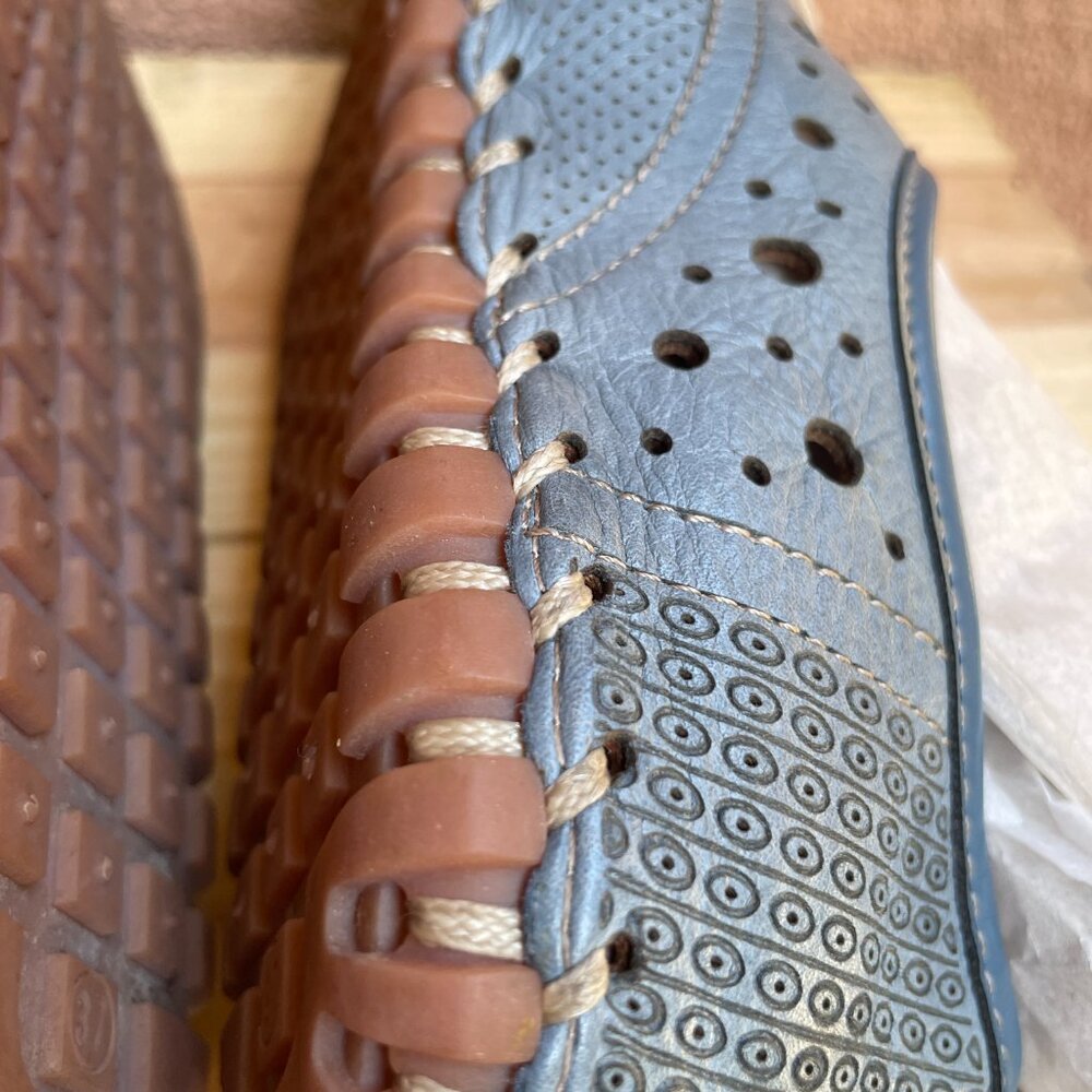 Cabello Blue polka dot punch leather sneaker Size 6 / EU 36 - Picture 8 of 13
